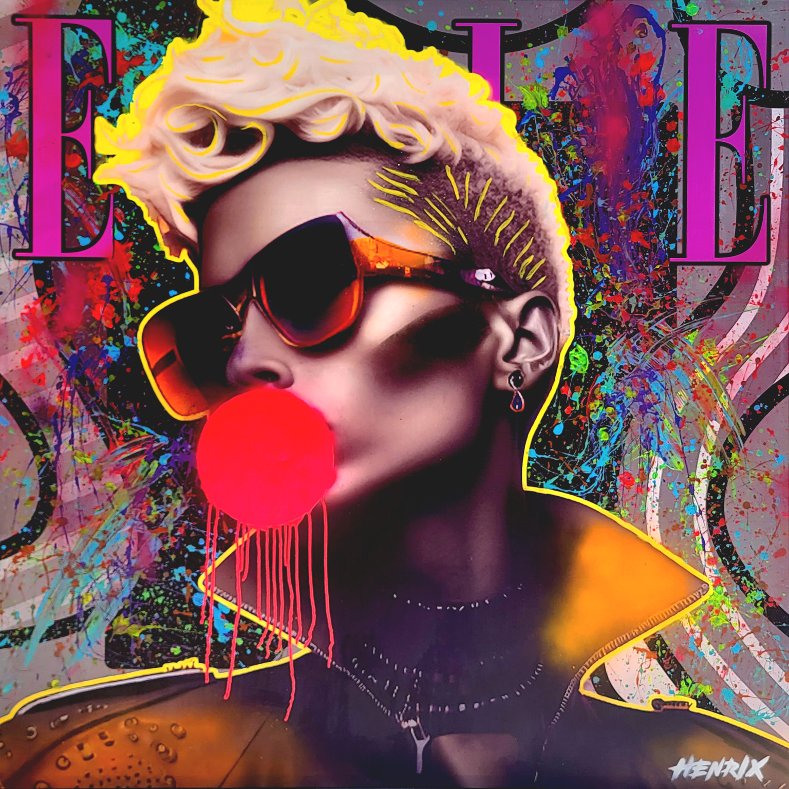 Always On The Guest List original painting by Miami artist Henrix