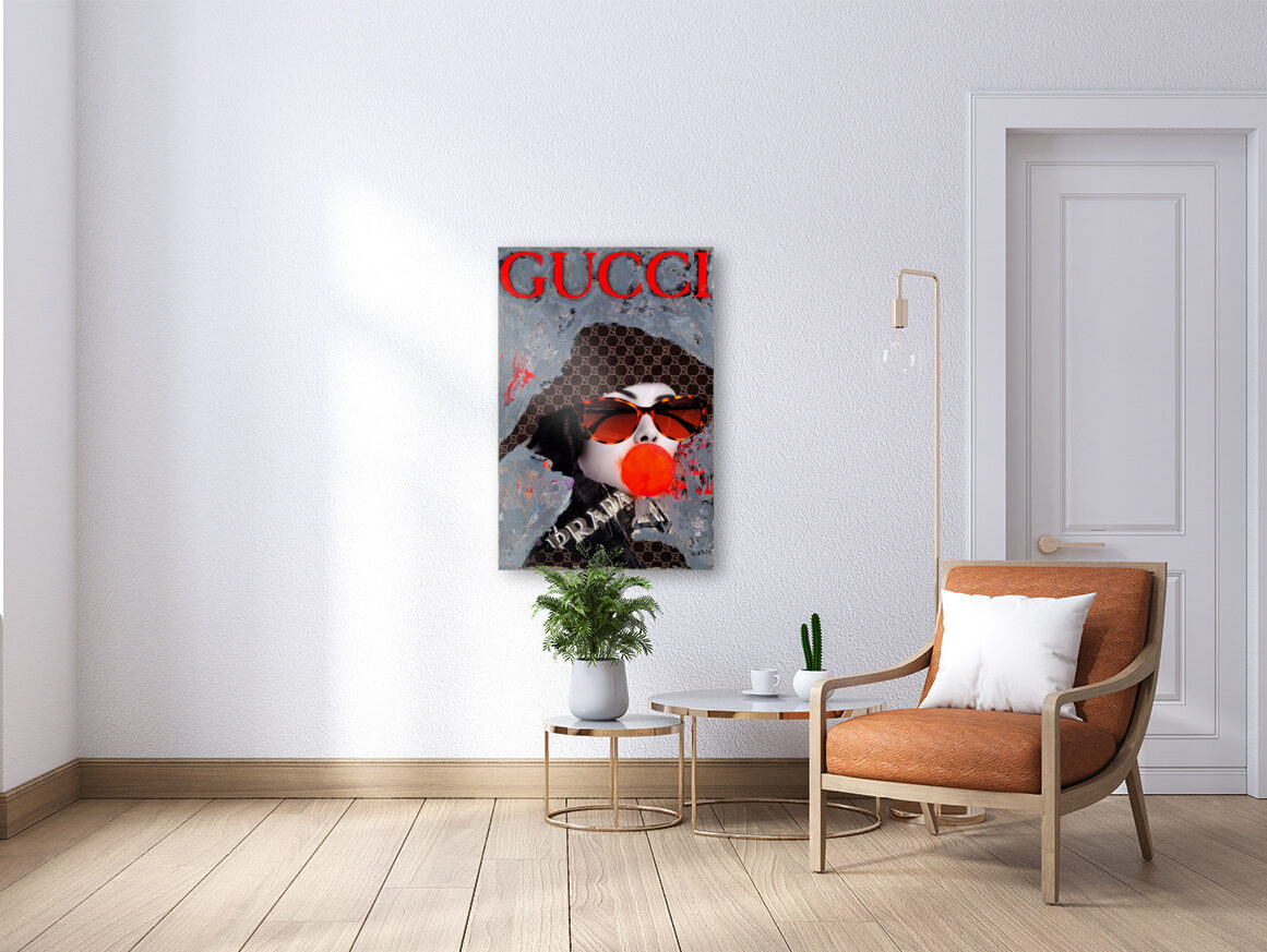Concrete Dreams original painting by Henrix – luxury fashion mixed media detail