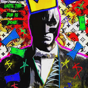 The Art Knight original painting by Miami artist Henrix – mixed media on canvas