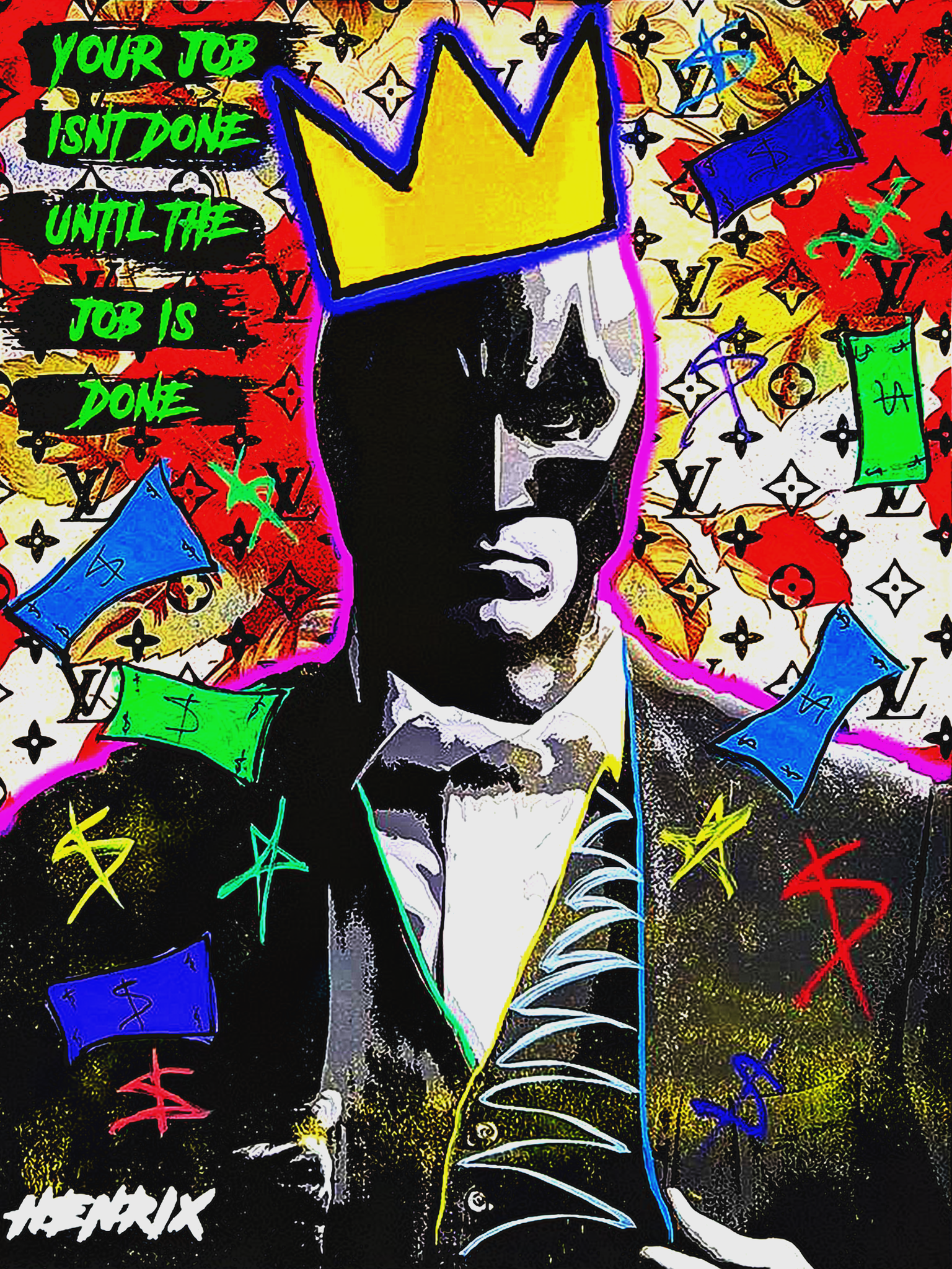 The Art Knight original painting by Miami artist Henrix – mixed media on canvas
