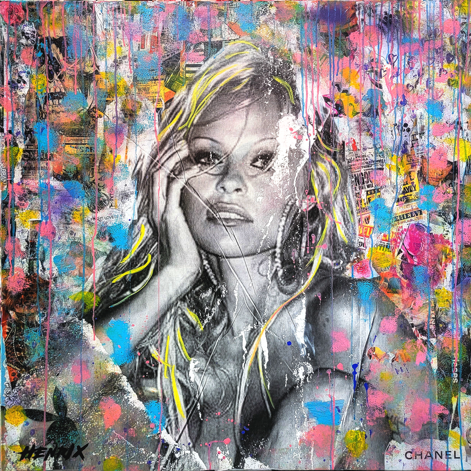 Baywatch Beauty original painting by Miami artist Henrix – acrylic on canvas