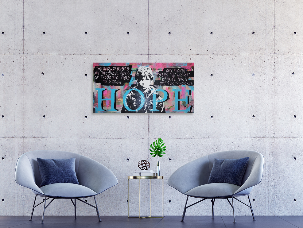 Hope original painting by Miami artist Henrix – mixed media on canvas