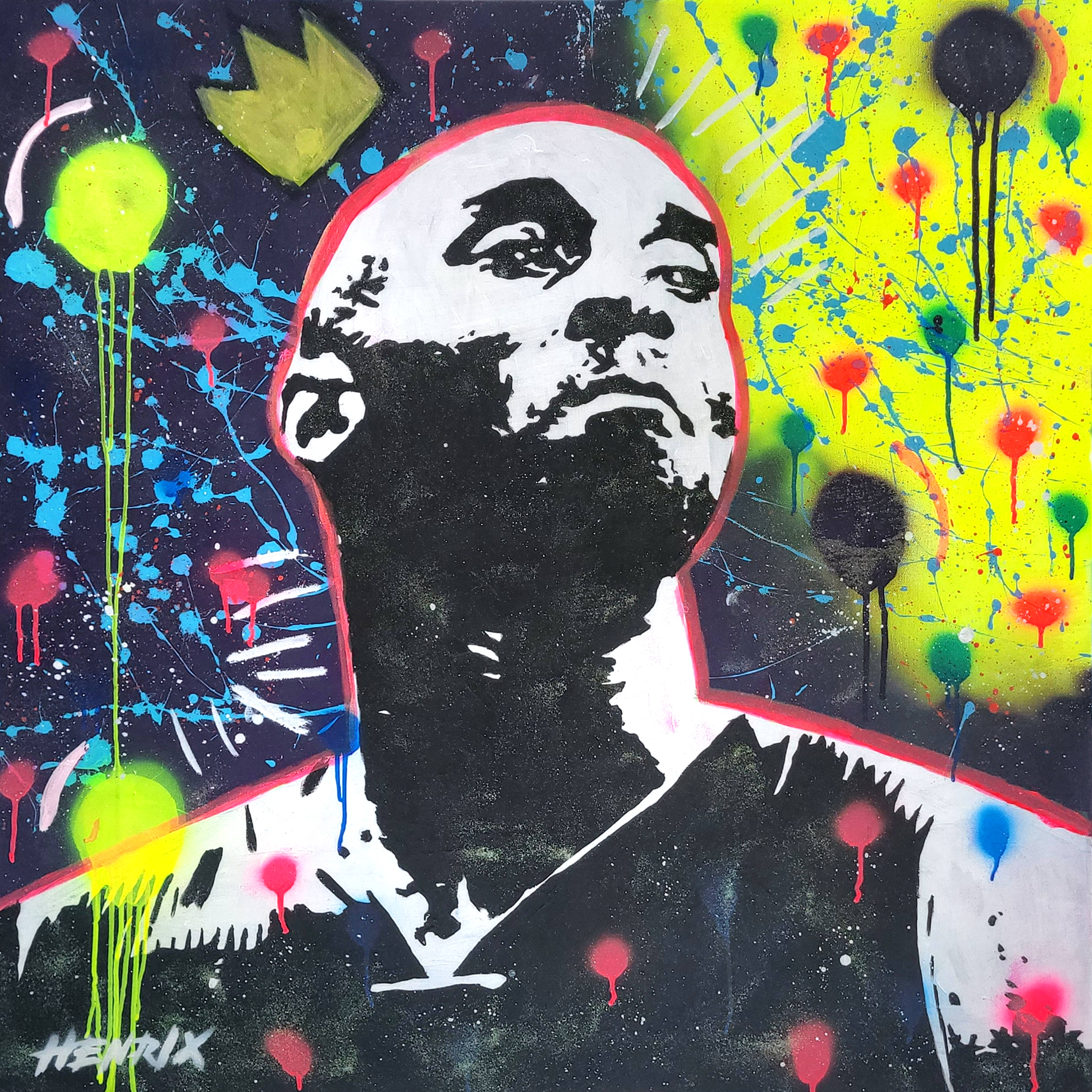 Kobe original painting by Miami artist Henrix – acrylic and spray paint on canvas
