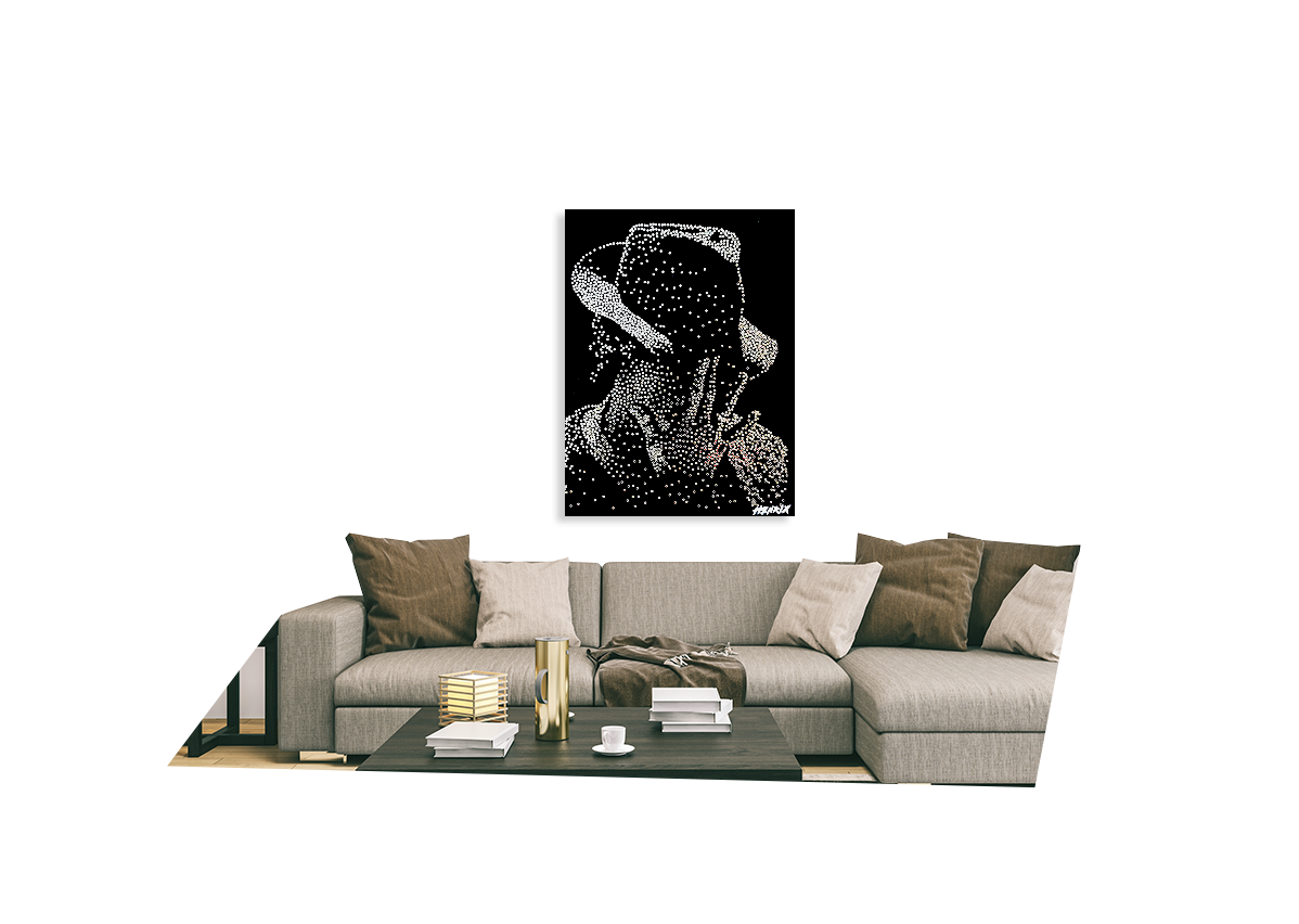 Original artwork by Henrix of Michael Jackson silhouette with rhinestones and acrylic paint on canvas