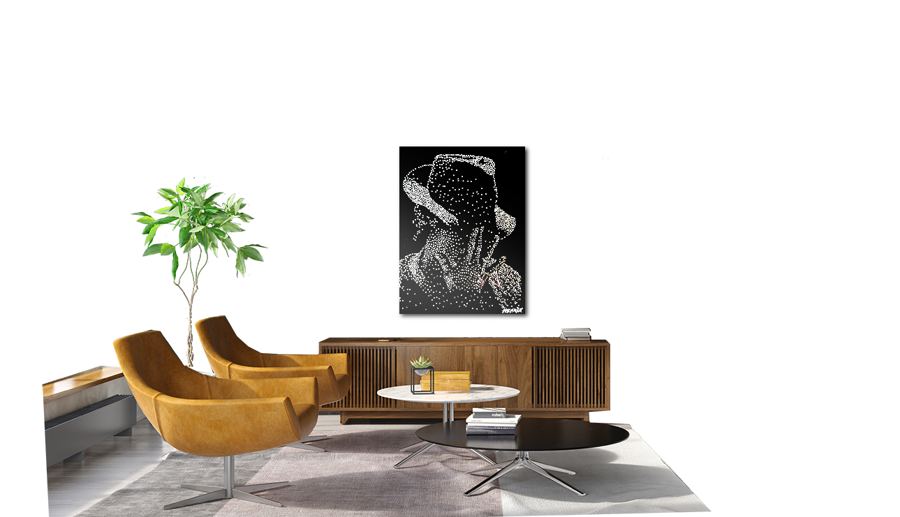 Original artwork by Henrix of Michael Jackson silhouette with rhinestones and acrylic paint on canvas