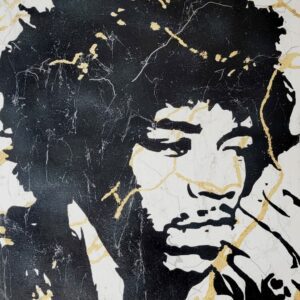 Henrix Meets Hendrix original painting by Miami artist Henrix – Jimi Hendrix tribute