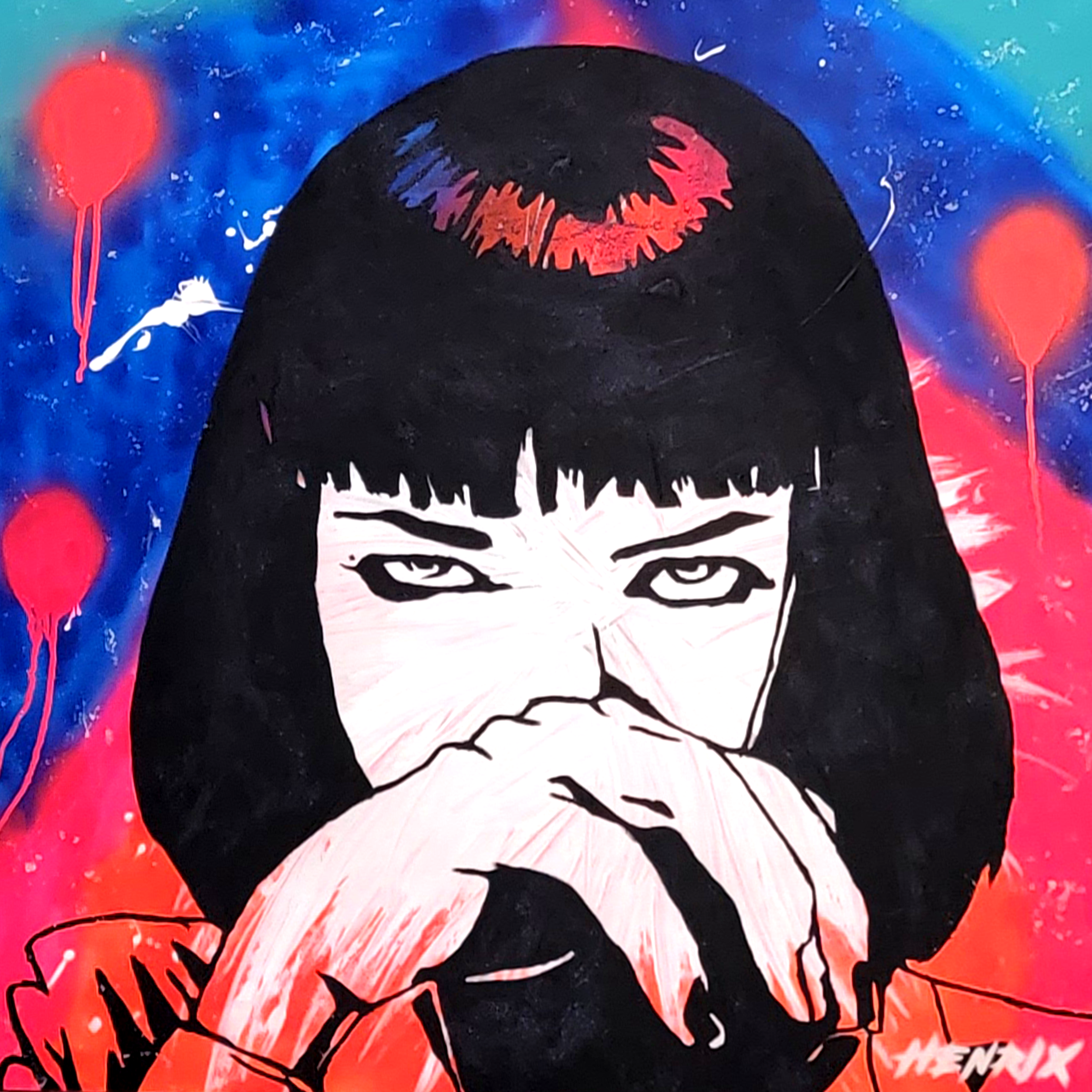 Mia Wallace original painting by Miami artist Henrix – Pulp Fiction pop art