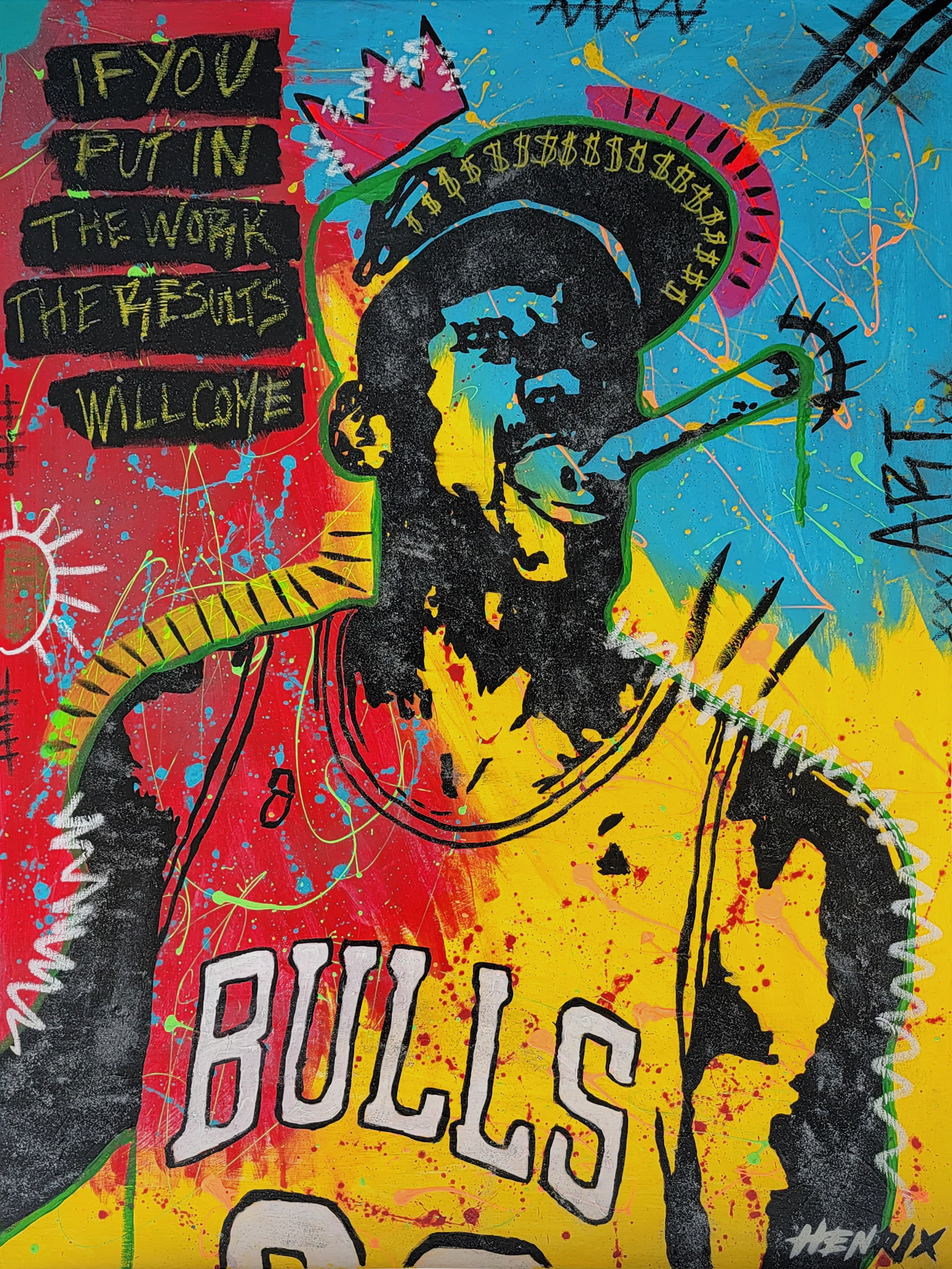 Put In The Work original painting by Miami artist Henrix – acrylic, oil and spray paint