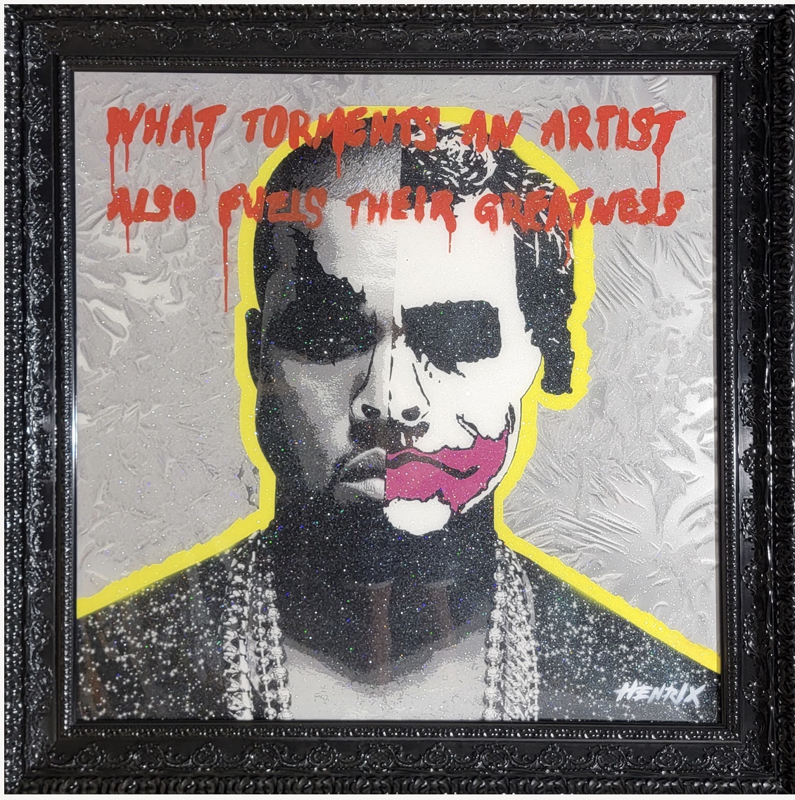 Fueling Greatness original painting by Henrix – resin and diamond dust on wood panel