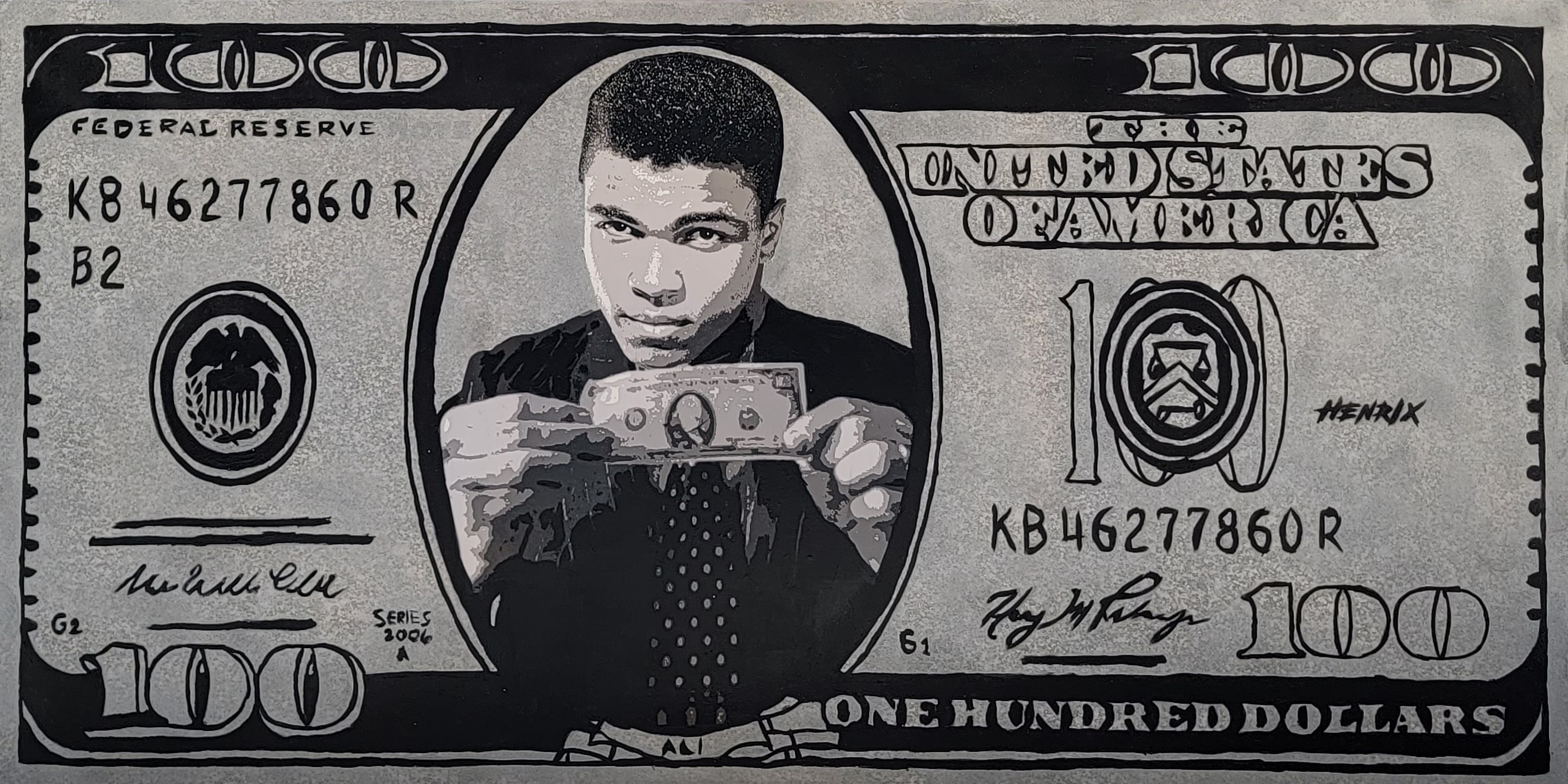 Wall Street Weigh In original painting by Miami artist Henrix – Muhammad Ali pop art