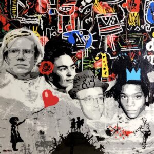Icons Of Art original painting by Henrix – Warhol, Kahlo, Haring, Basquiat, Banksy