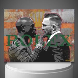 Mayweather vs McGregor canvas print – bold pop art by Miami artist Henrix