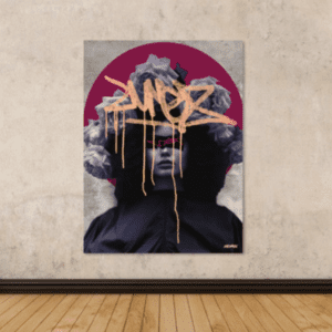 Monochrome Roses original painting by Miami artist Henrix – mixed media on canvas