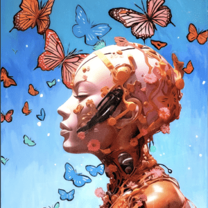 Mechanical Renaissance original painting by Henrix – resin and diamond dust on wood