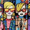 "Bo$$ Ladies" by Henrix. Artwork features four fashionable and powerful women in suits