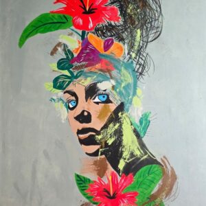 Everything Connects original painting by Henrix floral portrait nature artwork