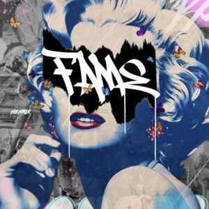 Fame original painting by Henrix is a 36x48 mixed media artwork exploring celebrity, identity, and the raw tension behind Marilyn Monroe’s iconic image.