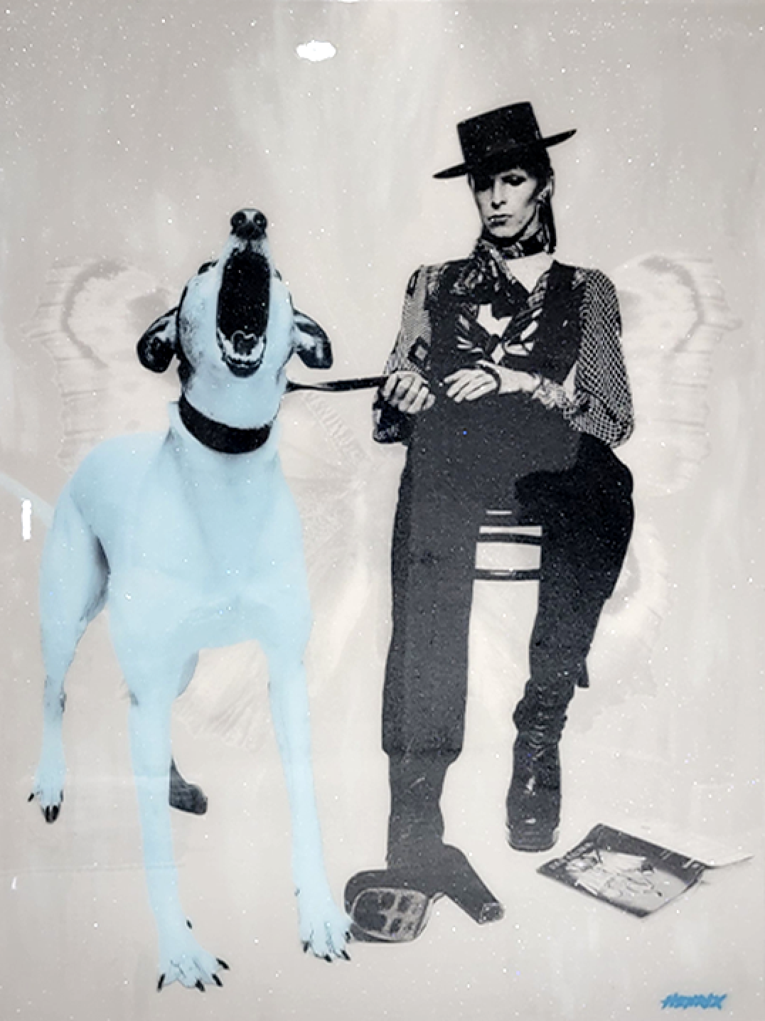 david bowie original painting silver icons series mixed media artwork by henrix