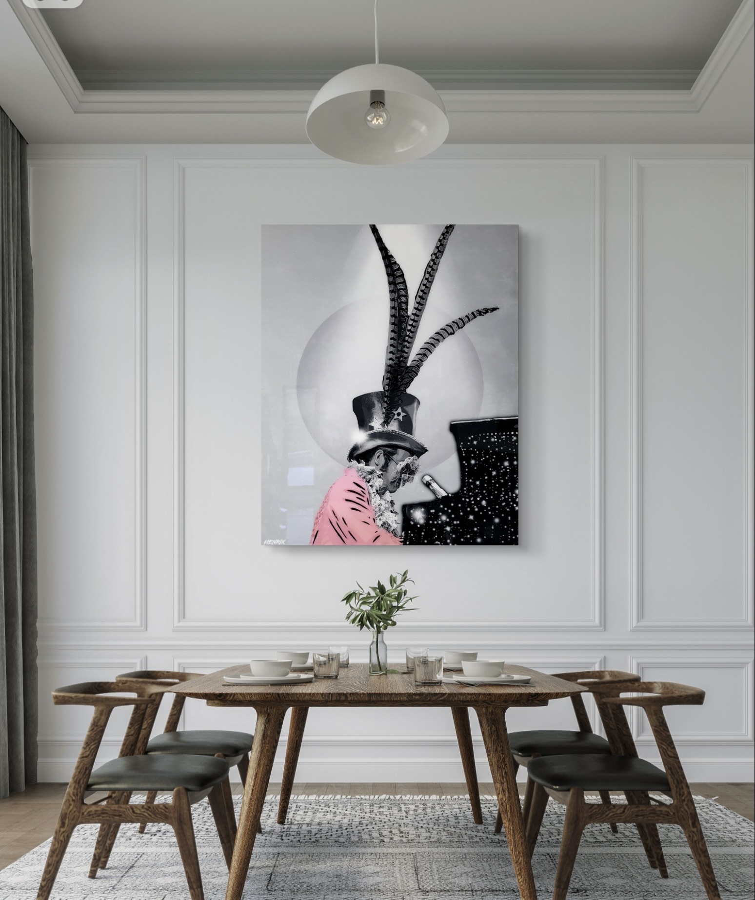 Elton John original painting by Henrix – resin and diamond dust on wood panel