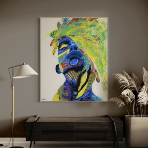 Your Mind Is a Garden original painting colorful abstract portrait by Henrix