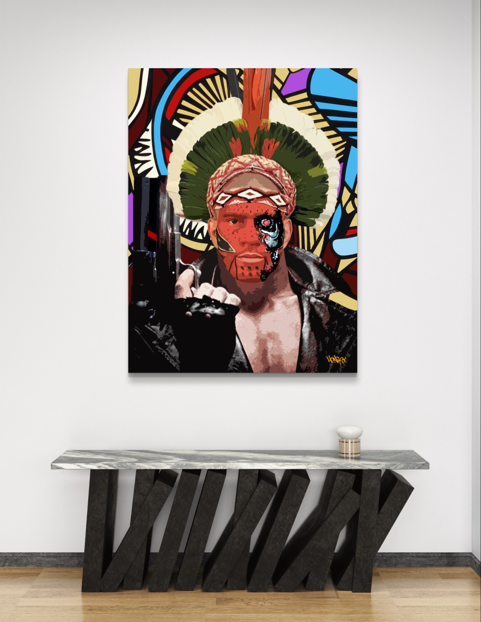 Poatan x Terminator original painting Alex Pereira UFC mixed media artwork by Henrix