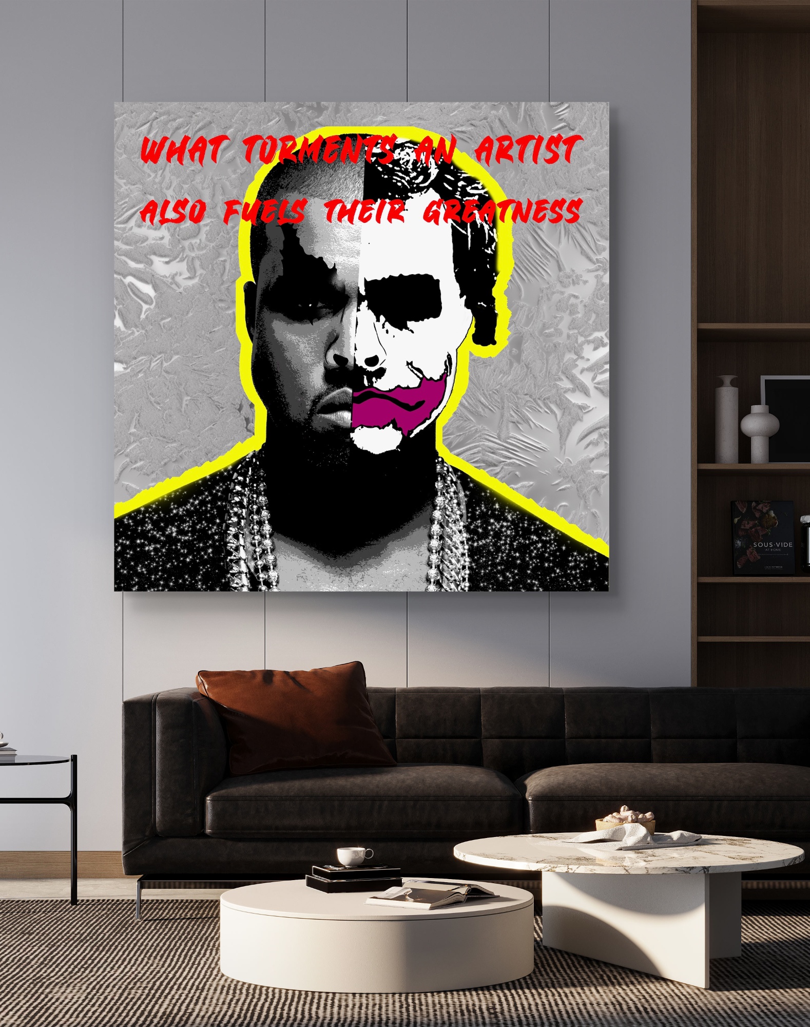 Kanye West canvas print by Miami artist Henrix – bold music icon portrait