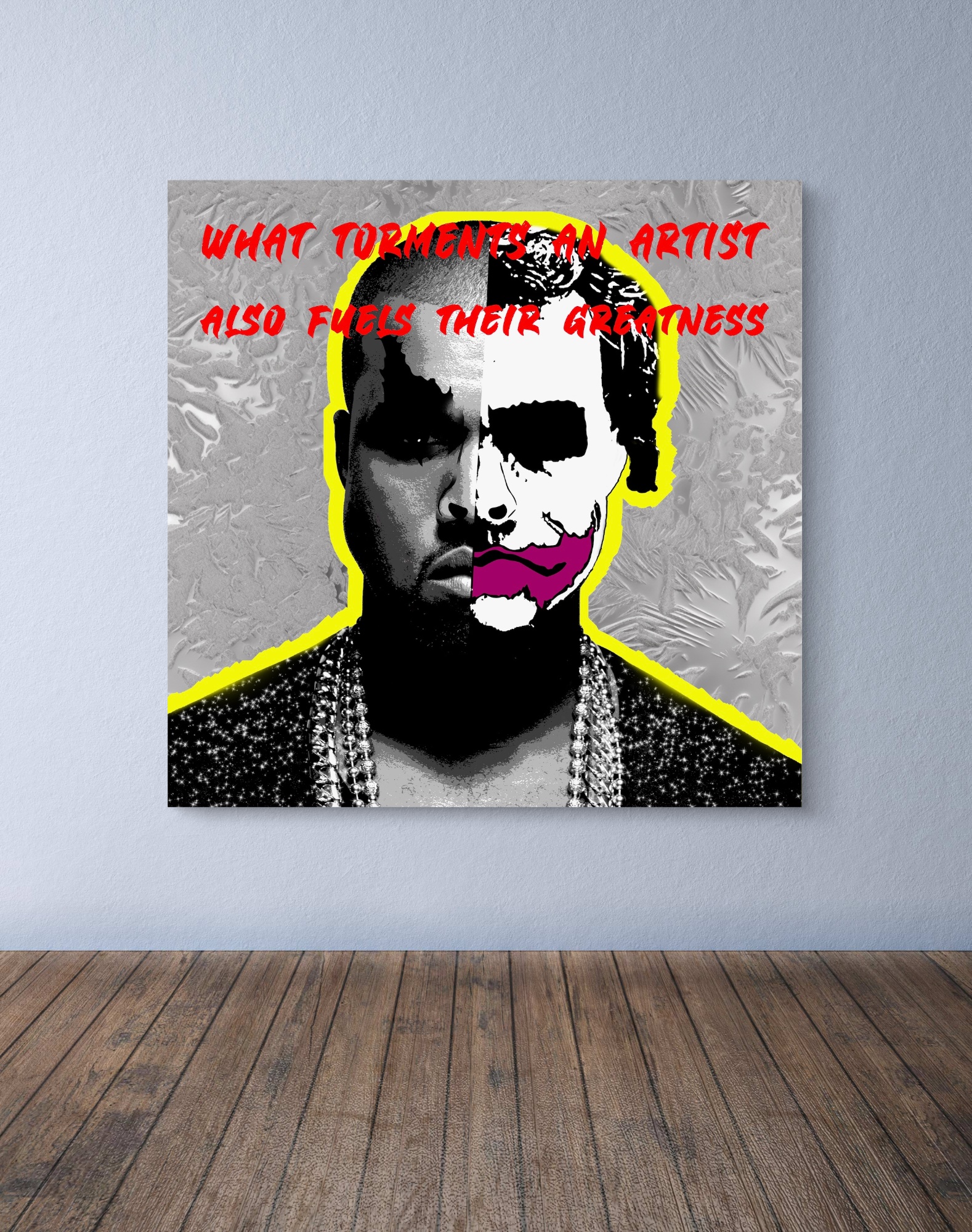 Kanye West canvas print by Henrix – expressive brushwork and color detail