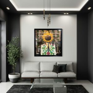 Surrounded by Flames original painting by Henrix large mixed media canvas resin finish contemporary art