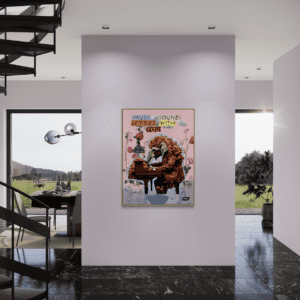 Music Sounds Better With You canvas print by Henrix featuring surreal elephant playing piano