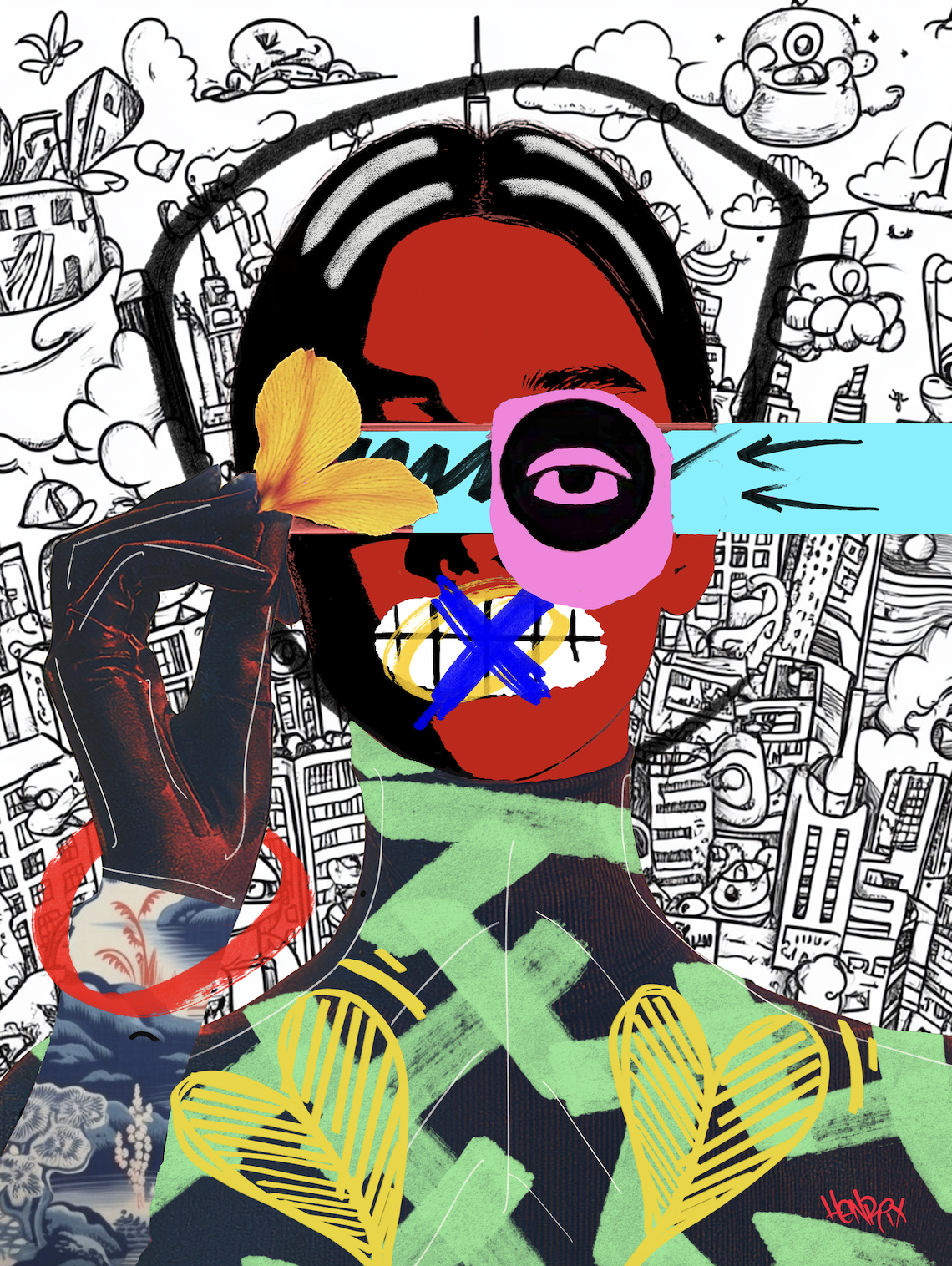 Close-up image of "Express Yourself" artwork by Henrix