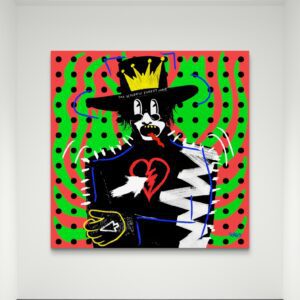 My Beautiful Twisted Mind canvas print by Henrix featuring crowned surreal character with psychedelic colors from Future Expressionism series