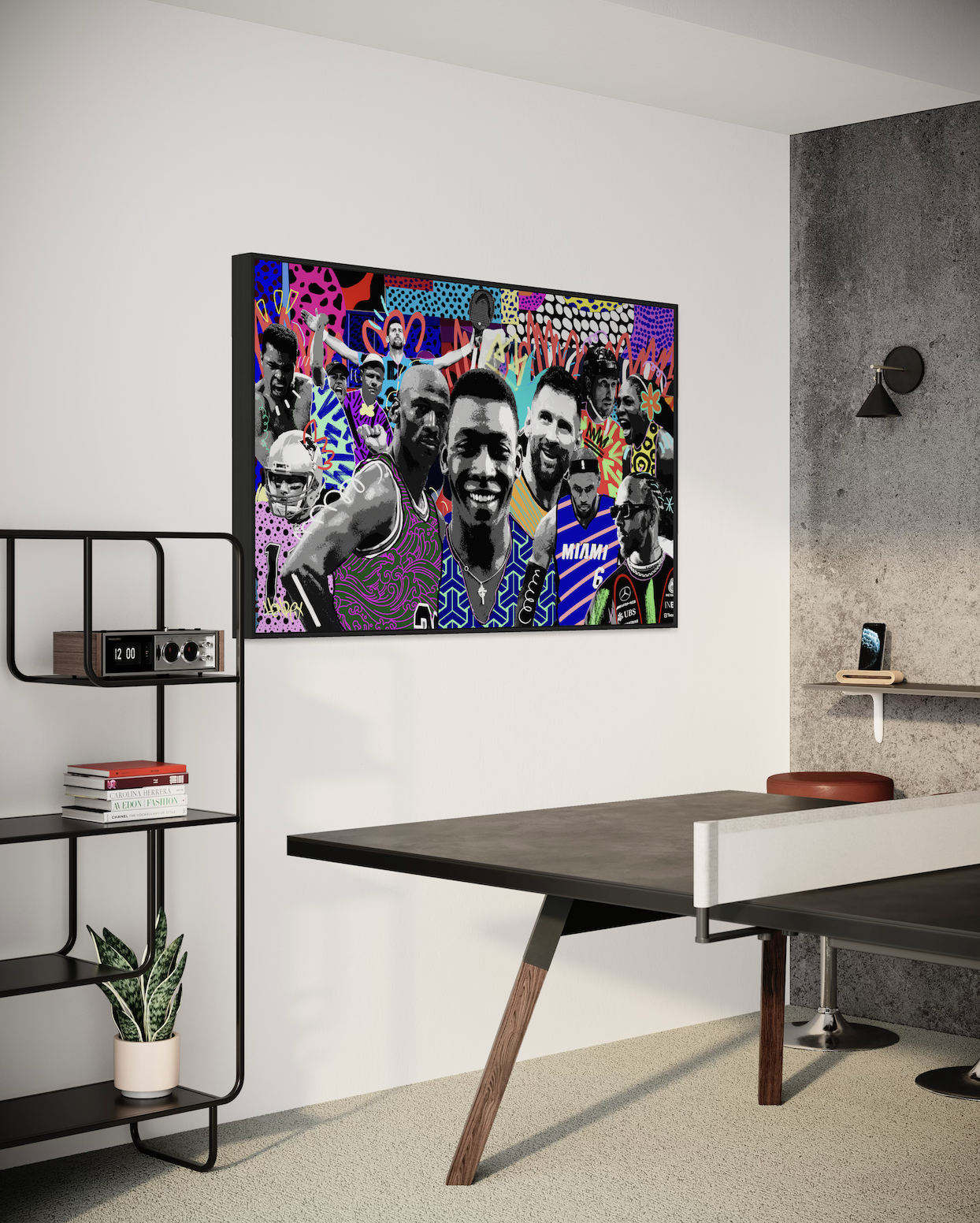 GOATs artwork on canvas shown as bold statement piece in interior setting