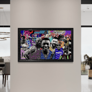 GOATs original painting by Henrix collage of legendary athletes mixed media wood panel resin finish