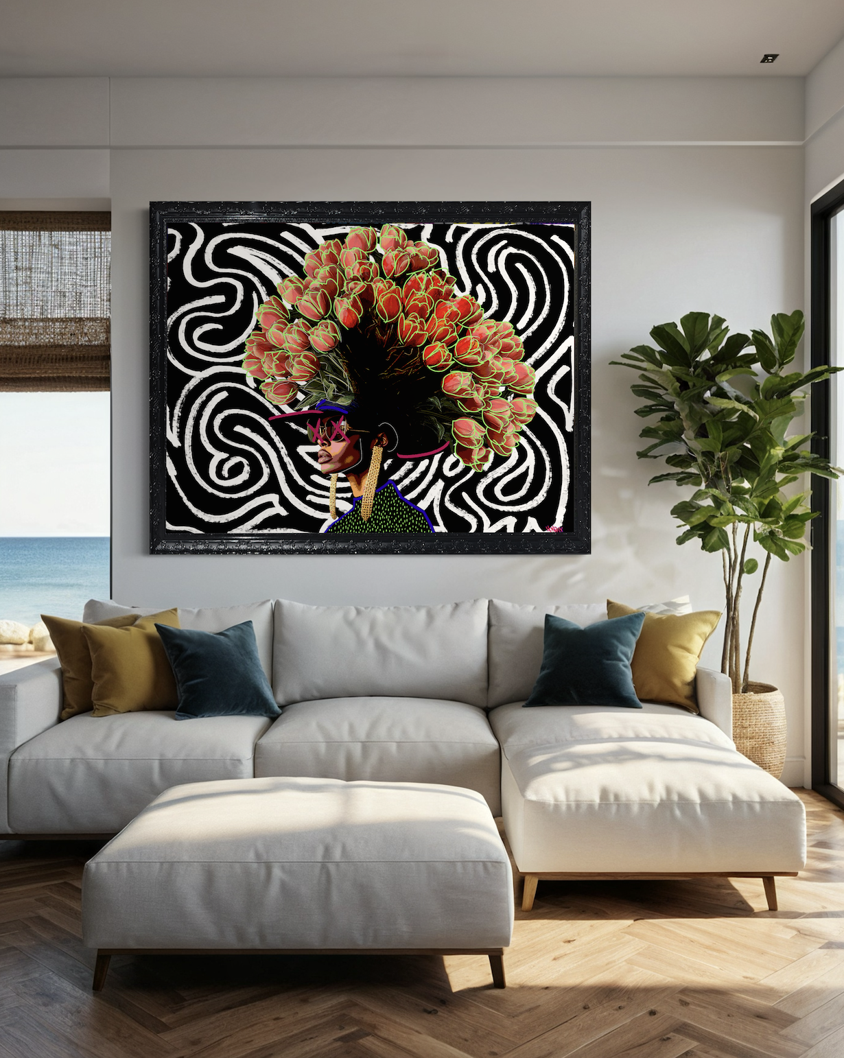 "Brain in Love" canvas art displayed in a modern home