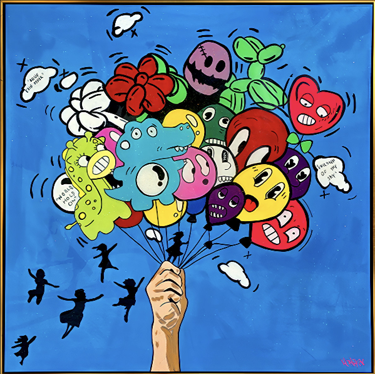 Close-up of balloon details in "Children of the Sky" artwork by Henrix