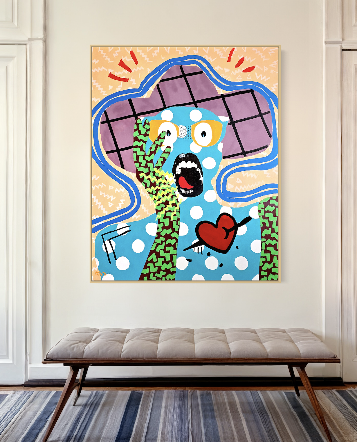 Shattered Heart original painting by Henrix pop art woman with broken heart acrylic on canvas resin finish