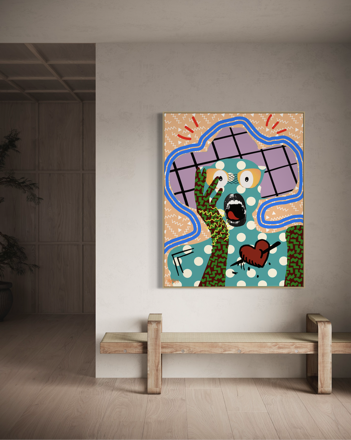 "Shattered Heart" canvas art displayed in a modern home