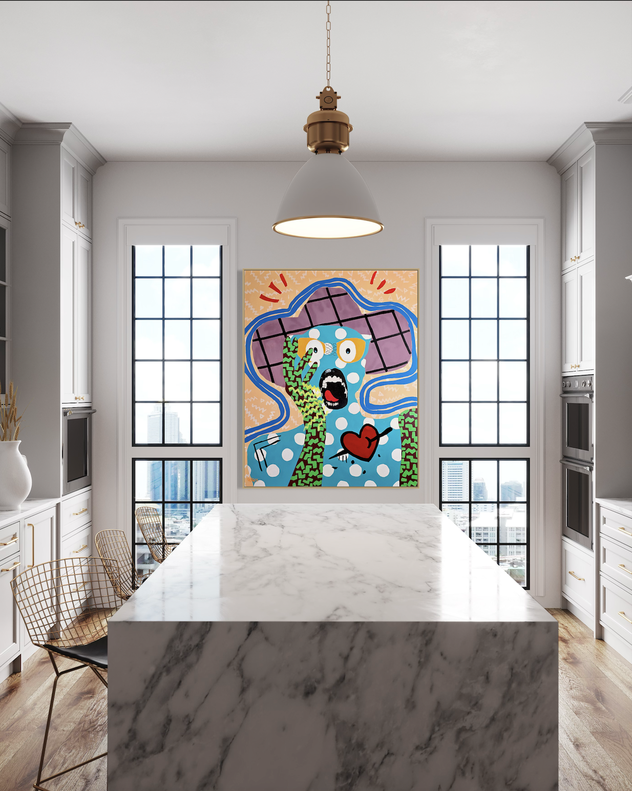 "Shattered Heart" canvas art displayed in a modern home