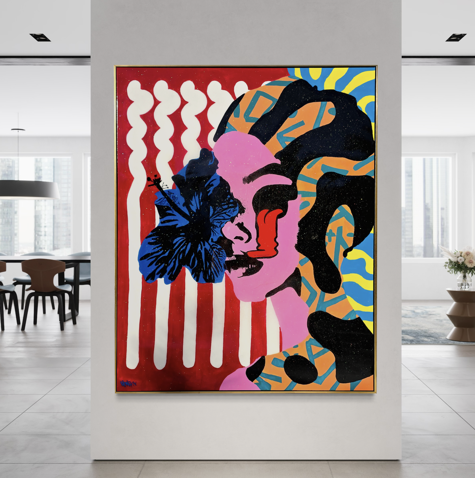 The Eyes They Never Lie original painting by Henrix expressive portrait acrylic on canvas resin finish
