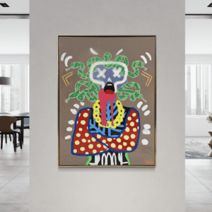 Medusa original painting by Henrix colorful expressive portrait inspired by mythology acrylic on canvas resin finish