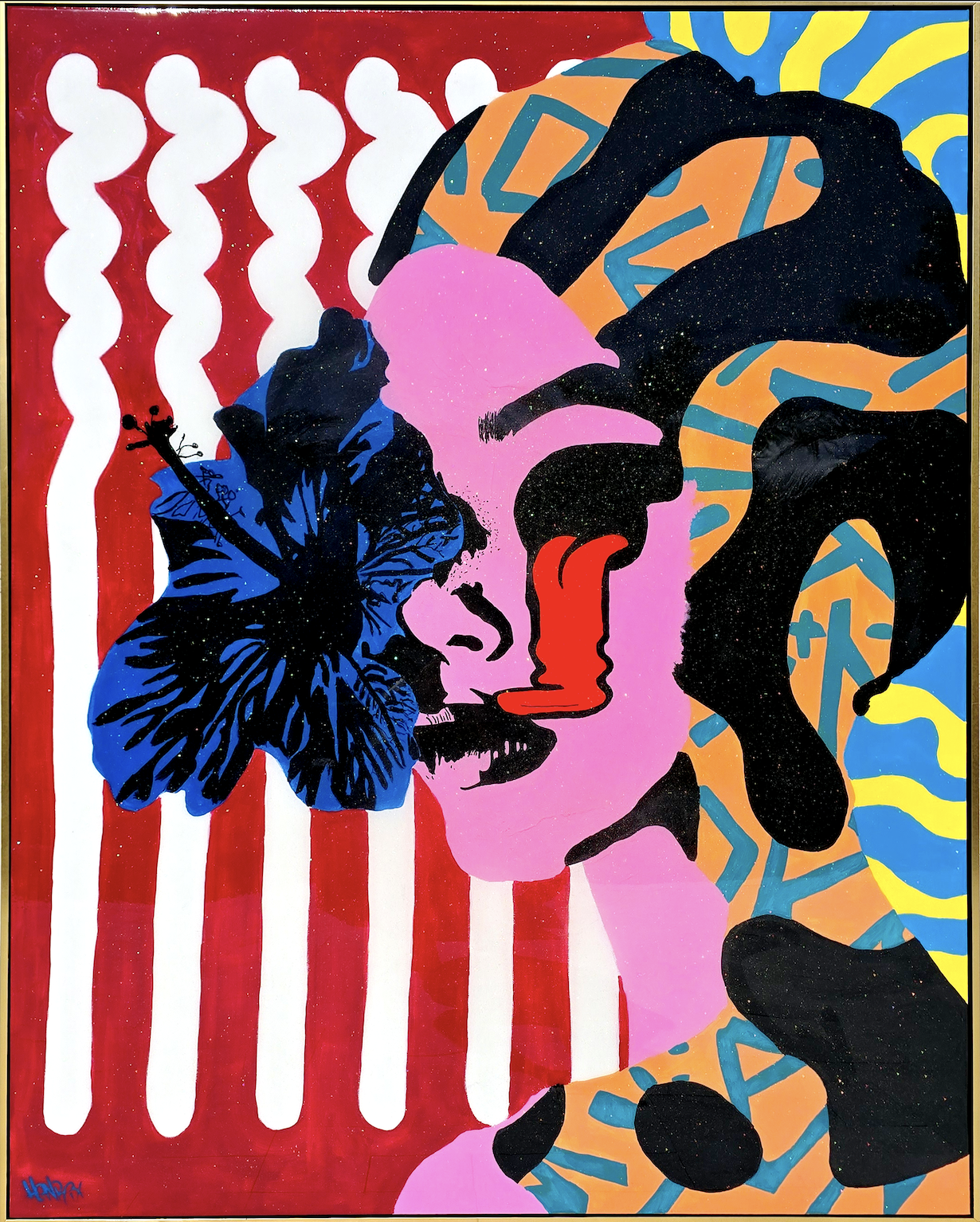 Close-up of "The Eyes, They Never Lie" canvas art
