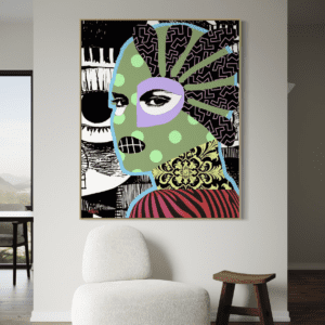 Gangsters Paradise canvas print by Miami artist Henrix – masked woman Future Expressionism Season 1