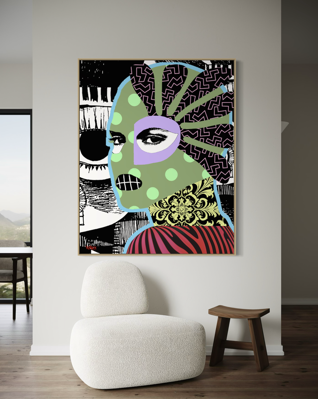 Gangsters paradise canvas print by Miami artist Henrix – masked woman Future Expressionism Season 1