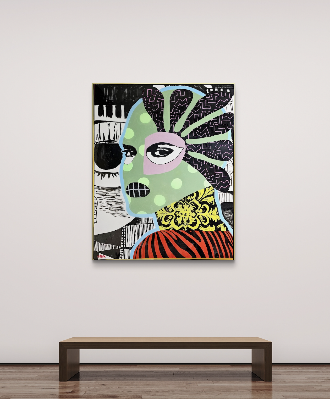 Gangsters Paradise original painting by Henrix pop art woman covering eyes acrylic on canvas resin finish