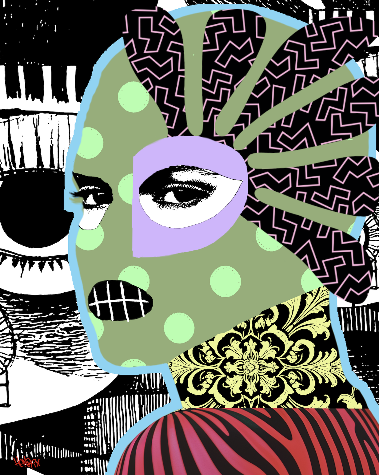 Gangsters Paradise canvas print by Miami artist Henrix – masked woman Future Expressionism Season 1
