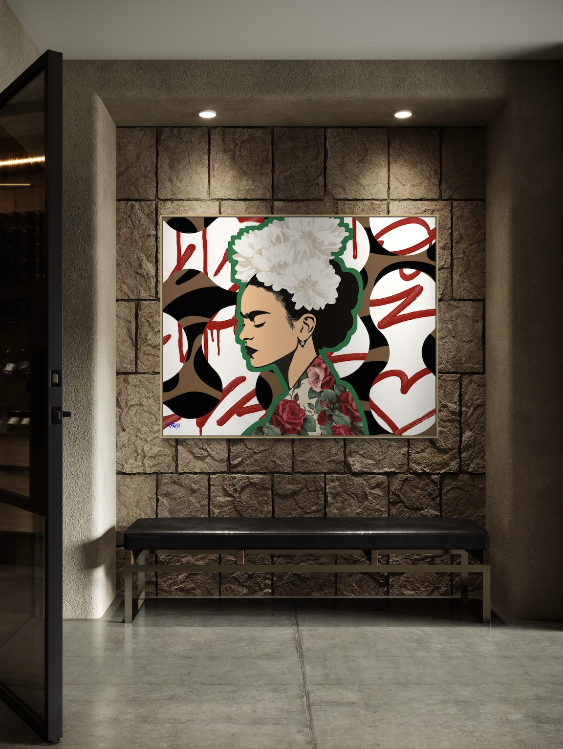 Frida’s Love limited edition canvas art by Henrix styled as bold wall décor