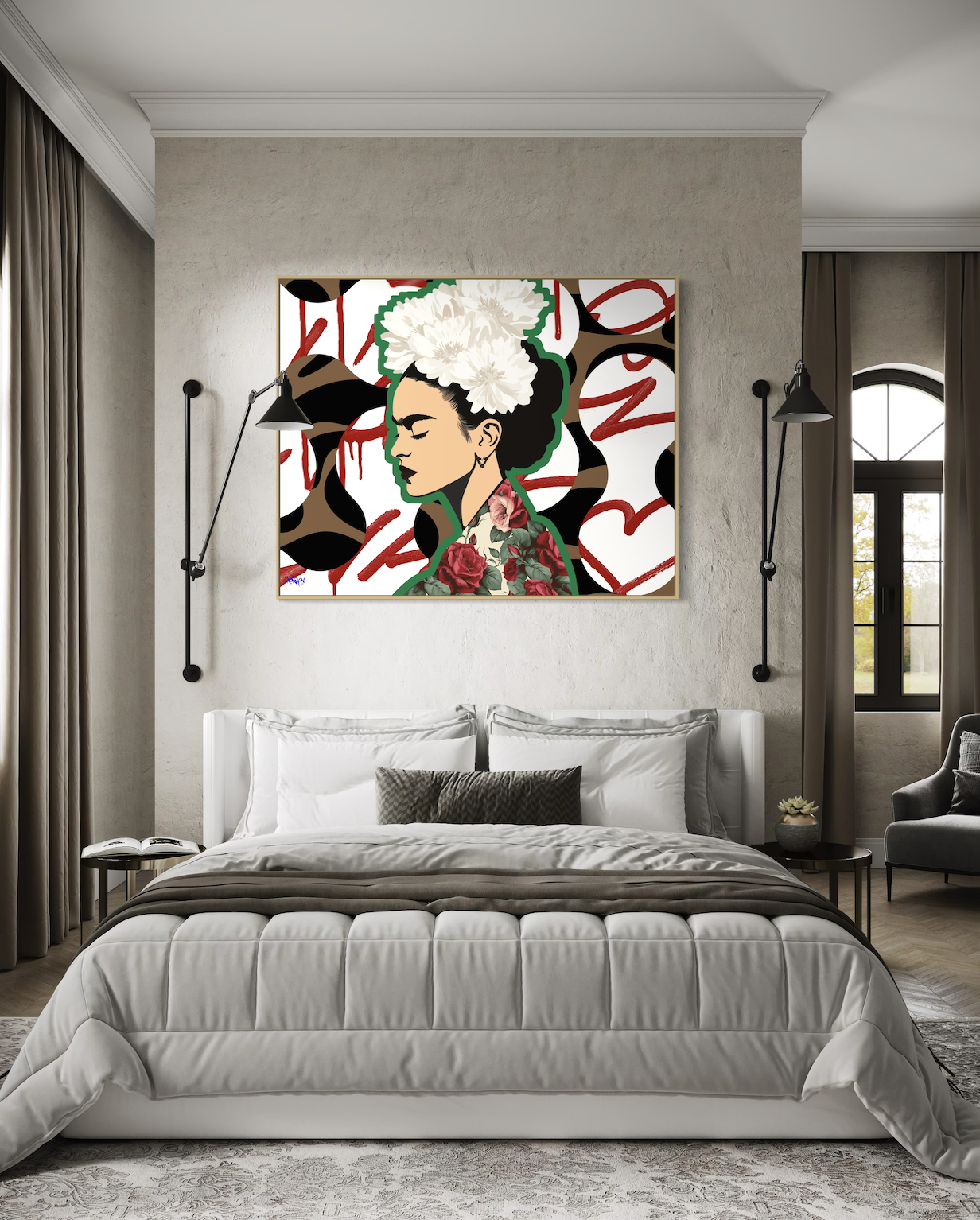 Limited edition Frida Kahlo-inspired painting titled Frida’s Love by Henrix on canvas