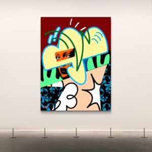 Haute Couture: fashion-inspired art work on canvas by Henrix shown wall