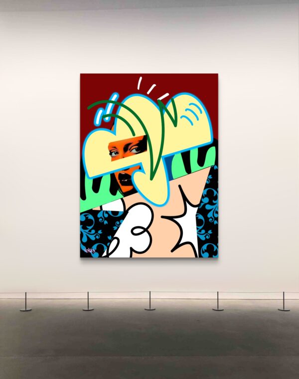Haute Couture: fashion-inspired art work on canvas by Henrix shown wall