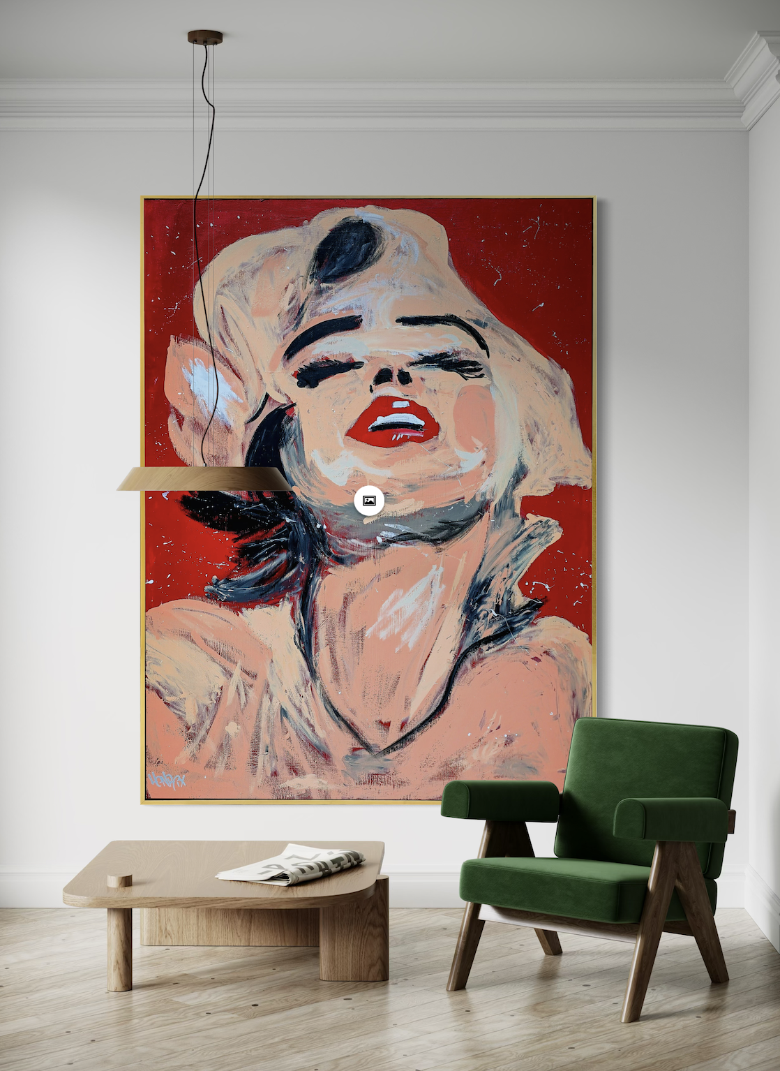 Raw Elegance Marilyn Monroe canvas art displayed in a modern interior